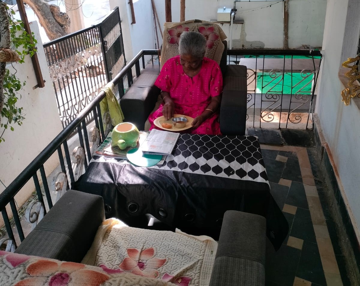 Community member receiving free meal